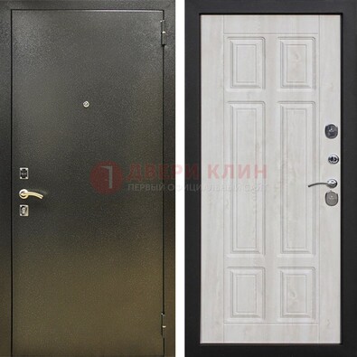 Входная темно-серая дверь с порошковым напылением и МДФ с филенкой ДП-302 в Уфе
