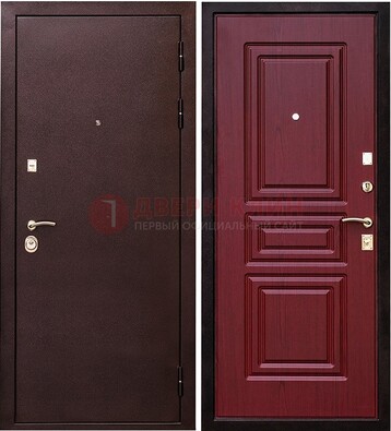Бордовая входная дверь с порошковым окрасом ДП-36 в Уфе