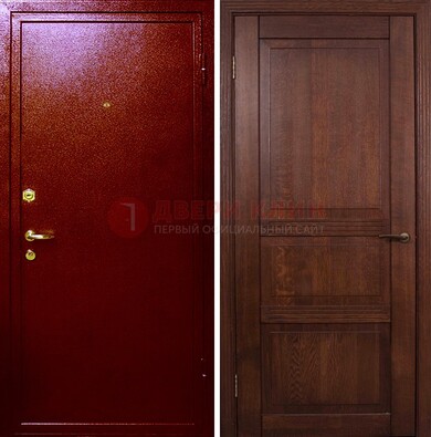 Красная железная дверь с порошковым окрасом ДП-58 в Уфе