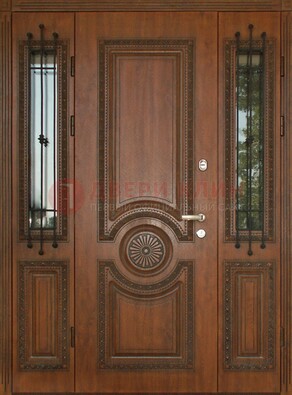 Парадная распашная стальная дверь Винорит со стеклом ДПР-106 в Уфе