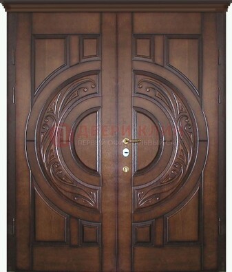 Утепленная коричневая стальная парадная дверь ДПР-51 в Уфе