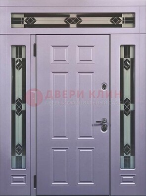 Филенчатая железная парадная дверь с фрамугами ДПР-82 в Уфе