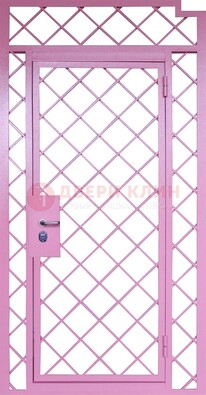 Розовая металлическая решетчатая дверь ДР-15 в Уфе