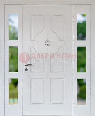Белая стальная дверь со стеклом и фрамугами ДС-20 в Уфе