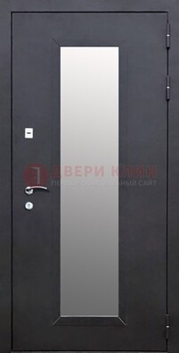 Черная стальная дверь порошок со стеклом ДС-33 в Уфе