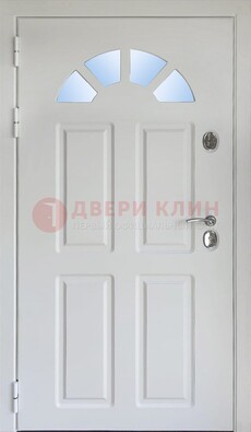 Белая стальная дверь МДФ со стеклом для дома ДС-37 в Уфе