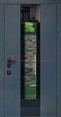 Современная дверь со стеклом для коттеджа ДС-40 в Уфе