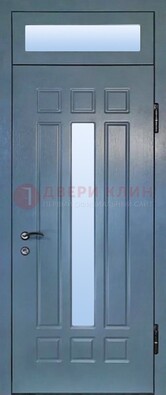Серая металлическая дверь со стеклом ДС-70 в Уфе