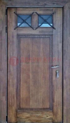 Металлическая дверь с Виноритом со стеклом и ковкой под старину ДСК-209 в Уфе