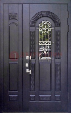 Входная дверь Винорит со стеклом и ковкой с узором ДСК-270 в Уфе