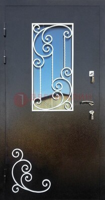 Входная дверь Порошок со стеклом и ковкой ДСК-278 в Уфе