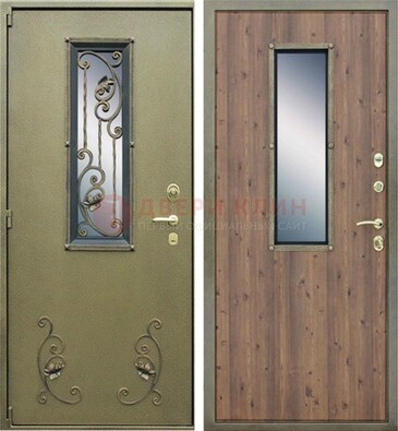 Офисная железная дверь со стеклом и ковкой ДСК-44 в Уфе