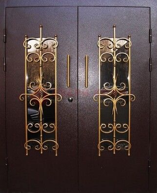 Металлическая дверь с ковкой и остеклением ДСК-49 в Уфе