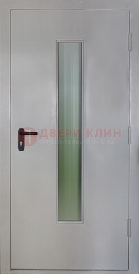 Белая металлическая противопожарная дверь со стеклянной вставкой ДТ-2 в Уфе