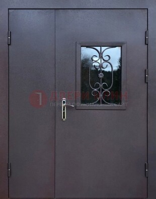 Тамбурная дверь Порошок со стеклом и ковкой ДТМ-48 в Уфе