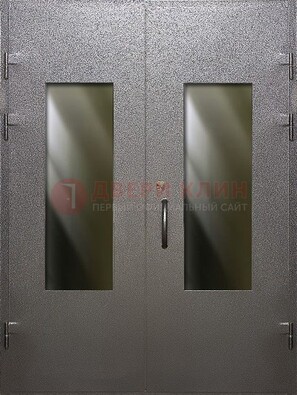 Серая тамбурная дверь со стеклянными вставками ДТМ-8 в Уфе