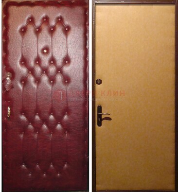 Бордовая металлическая дверь с винилискожей ДВ-1 в Уфе