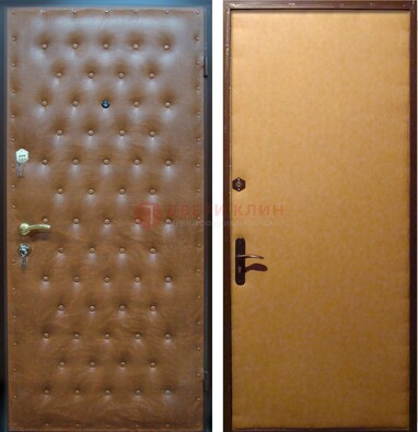 Желтая железная дверь с винилискожей ДВ-2 в Уфе