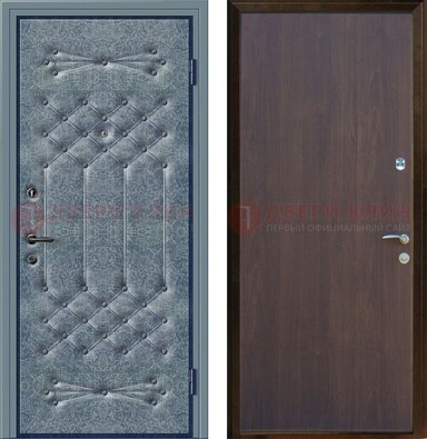 Серая металлическая дверь с винилискожей ДВ-35 в Уфе