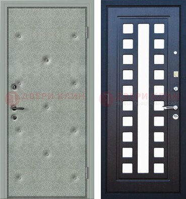 Серая железная дверь с винилискожей ДВ-40 в Уфе