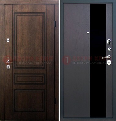 Входная дверь Итальянский орех с МДФ с черным стеклом ДМ-1199 в Уфе