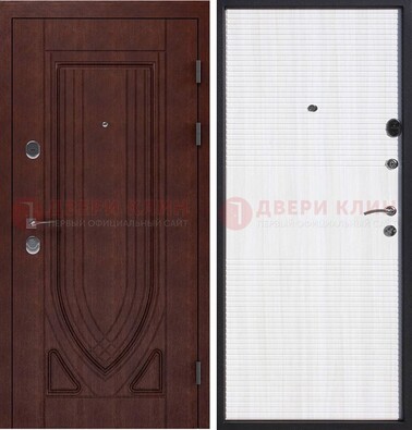 Уличная темная филенчатая дверь с виноритом и МДФ Белый ясень ДВТ-141 в Уфе