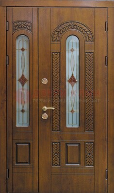 Темная стальная дверь с виноритом и стеклом ДВТ-179 в Уфе