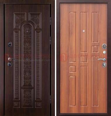 Темная металлическая дверь с виноритом и узором ДВТ-224 в Уфе