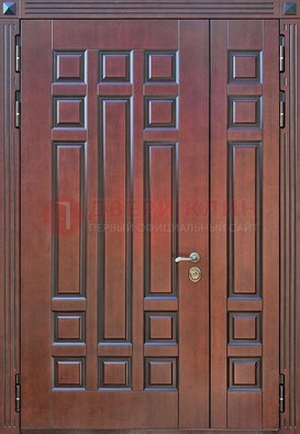Коричневая полуторная металическая дверь с виноритом ДВТ-240 в Дмитрове