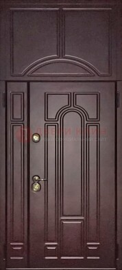 Коричневая железная дверь с виноритом и верхней фрамугой ДВТ-243 в Уфе