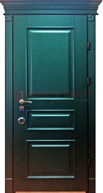 Зеленая входная филенчатая дверь с виноритом ДВТ-62 в Уфе