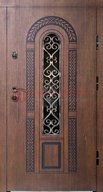 Стальная коричневая дверь с виноритом и МДФ ДВТ-81 в Уфе