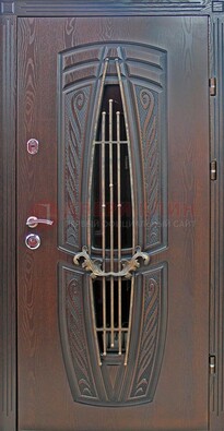 Стальная коричневая дверь с виноритом и МДФ ДВТ-83 в Уфе