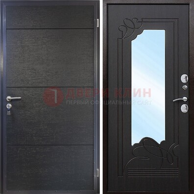 Темная Железная дверь c виноритом и МДФ с зеркалом ДЗ-119 в Уфе