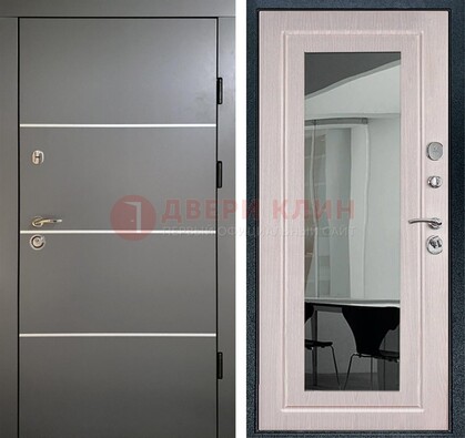 Черная металлическая дверь с зеркалом ДЗ-12 в Уфе