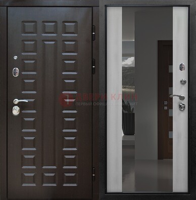 Коричневая металлическая дверь с зеркалом ДЗ-22 в Уфе