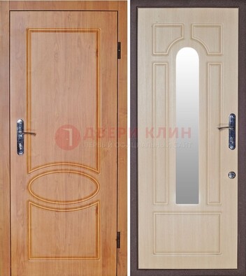 Светлая железная дверь с зеркалом ДЗ-24 в Уфе