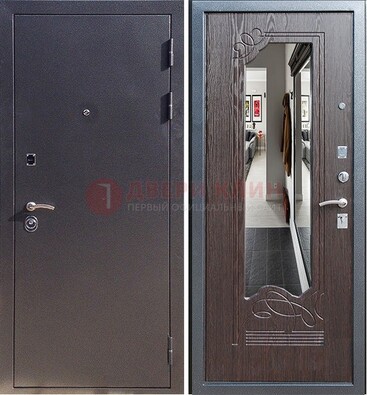 Черная входная дверь с зеркалом МДФ внутри ДЗ-29 в Уфе