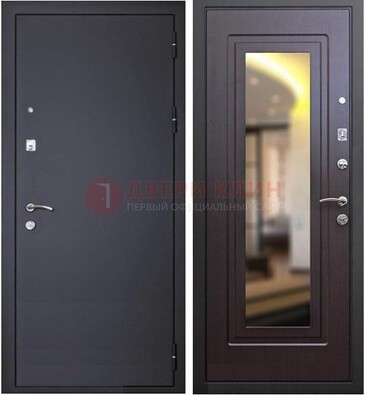 Черная железная дверь с зеркалом ДЗ-30 в Уфе