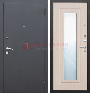 Черная входная дверь с зеркалом МДФ внутри ДЗ-31 в Уфе