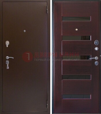 Темная железная дверь с зеркалом ДЗ-42 в Уфе