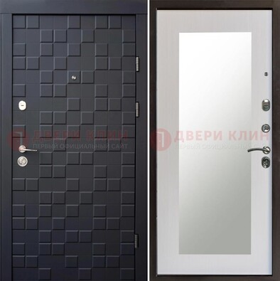 Черная стальная дверь МДФ и зеркалом ДЗ-50 в Уфе