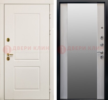 Белая стальная дверь с большим зеркалом ДЗ-73 в Уфе