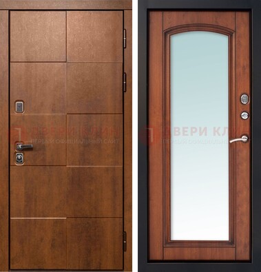 Белая филенчатая дверь с фрезерованной МДФ и зеркалом ДЗ-81 в Уфе