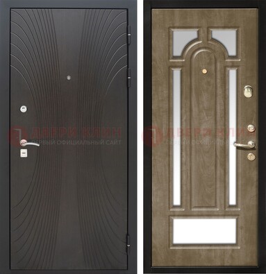 Темная металлическая дверь МДФ с различными зеркальными вставками внутри ДЗ-82 в Уфе