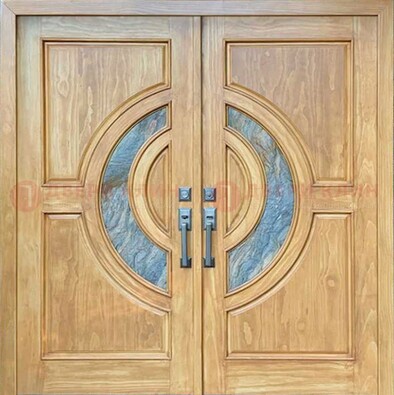 Двухстворчатая металлическая дверь с витражом ВЖ-11 в Уфе