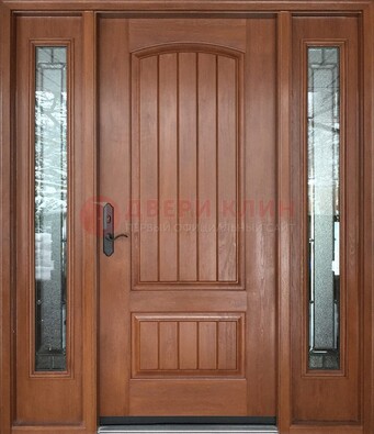 Стальная дверь с массивом дуба и витражом для дома ВЖ-17 в Уфе