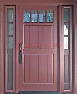Входная дверь с массивом с фрамугами и витражом ВЖ-19 в Уфе