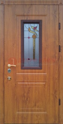 Железная дверь с МДФ и витражом ВЖ-24 в Уфе